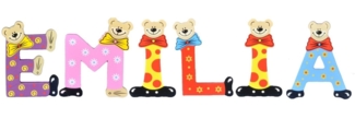 Playshoes Deko-Buchstaben (Set, 6 St), Kinder Holz-Buchstaben Namen-Set "EMILIA" in bunten Farben