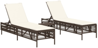 vidaXL Sonnenliegen 2 Stk. mit Tisch Braun Poly Rattan 4002747