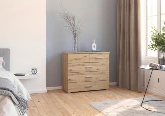 rauch Kommode FLEXX, 5 Schubkästen, Eiche Artisan, 93 x 81 x 42 cm