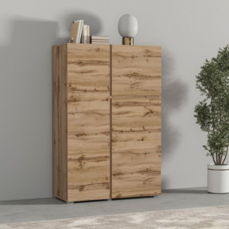 INOSIGN Highboard Asymetric, Breite 92 cm, moderne grifflose Hochkommode mit 3 Türen, Hochschrank mit viel Stauraum, Einlegeböden verstellbar, Türkommode