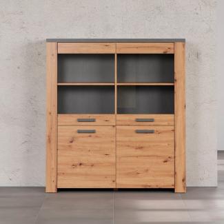Home affaire Highboard Ambres (1 St), Vitrine, Echtholzoptik, ca. Maße BxH: 127x139 cm